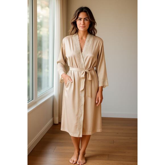 Vintage Bert Yelin For Iris Silky Peignoir Set Size Large Nightgown and Robe - Picture 1 of 9